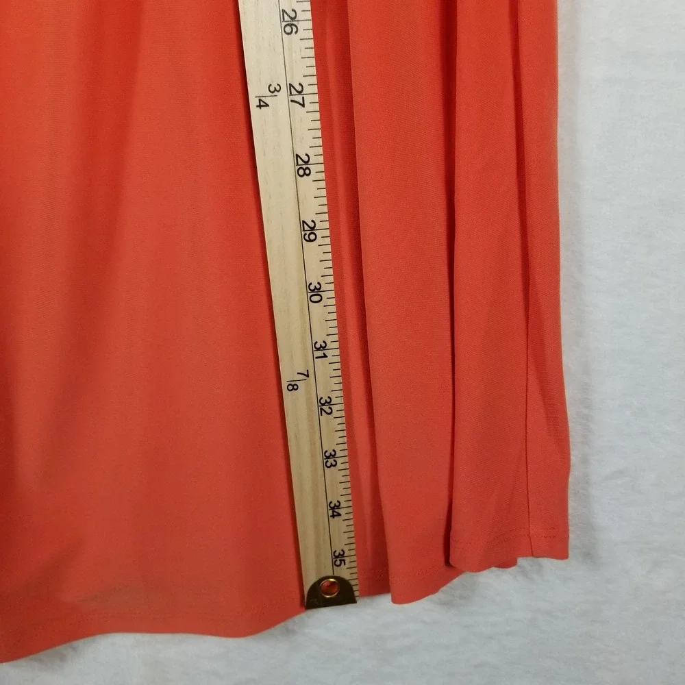 White House Black Market Orange Ruched Front Midi Skirt XL NWT‎ Stretch Jersey